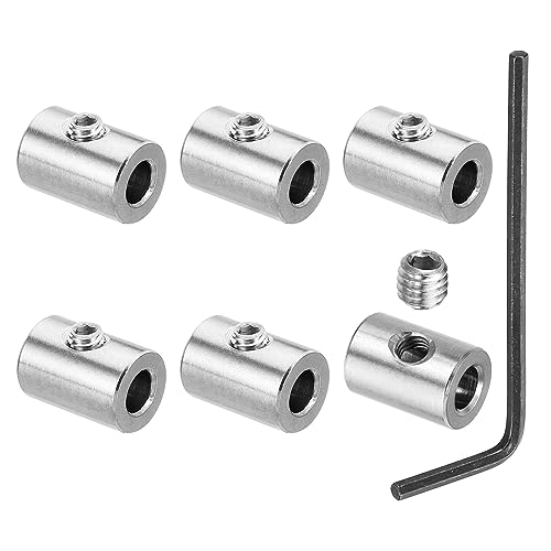 PATIKIL 7mm Hole Wire Rope Clips Set, 6 Pcs 304 Stainless Steel Single Holes Lock Cable Clamps Clip with M6 Hexagon Screws Spanner for Cable Fittings, Silver