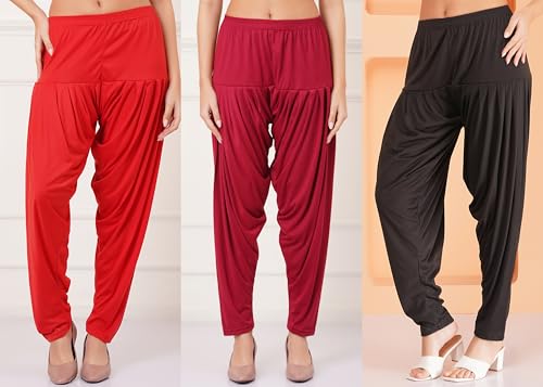 Image of Buy That Trendz Patiyala Pants for Women 3 Combo Patiyala Salwar Harem Viscose Bottoms Pants for Women