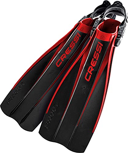 Cressi Frog Fins - Aletas Ajustables de Talón Abierto para Submarinismo y Snorkel, Negro/Rojo, L/XL, Adulto Unisex
