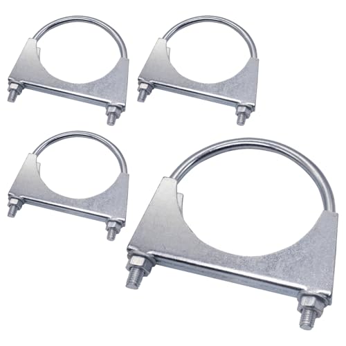 SKIR'CO (4 piezas) Abrazaderas para tubos de 100 mm de diámetro, abrazaderas con perno en U, soportes para tubos galvanizados