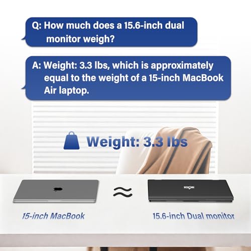 undefined InnoView 15.6" Dual Portable Monitor 1920x1080P FHD 315°Adjustable Dual Stacked Foldable Monitor Built-in Speakers Screen Extender with HDMI/USB-C for Laptop Windows Mac の商品画像 7