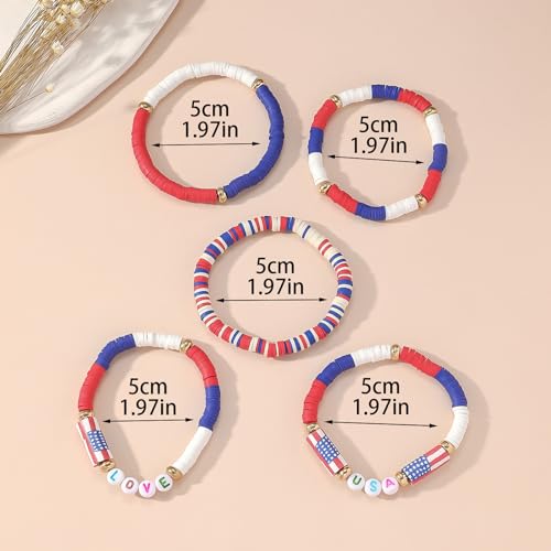 Artlunar USA Love Bracelets - 4th of July Accessories - Handmade Red, White, and Blue Jewelry Gifts for Teens,Women4