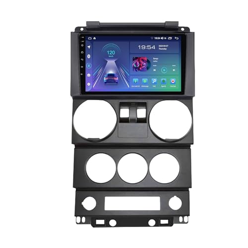 ZCBZBy Android 12 Radio estéreo para automóvil Navegación GPS para J-eep Wrangler Rubicon 2008-2010 con Carplay inalámbrico Android Auto, Radio para automóvil con pantalla táctil de 9 pulgadas con Blu