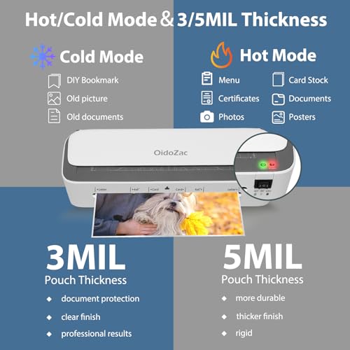 Laminator Machine, 11 in 1 Laminating Machine with 36 Laminating Sheets, A4/Letter Size Desktop Thermal Laminator 2 Temperature Modes 3 Cutters Built-in Paper Trimmer for Office Sc image 7
