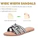 Ruiee Wide Width Sandals for Women, Fashion Slide Sandal Diamond Sparkly Bling Casual Dressy Flat Slides Comfort Bride Wedding Summer Slip on Wide Feet Womens Sandals. 250776 Black Size8.5