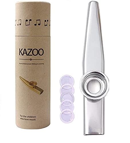 Vinayakart - Aluminum Alloy Kazoo and 5 Membrane Flute Diaphragm Mouth Kazoo with Vintage Gift Box - SILVER-image-18