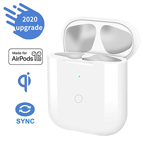 Carga Inalambrica Caso Reemplazo Compatible con AirPods 1 & 2 con Botón de Emparejamiento Bluetooth con El último Chip inteligente incorporado (No incluye AirPods, Estuche de Carga Solamente) (Blanco)