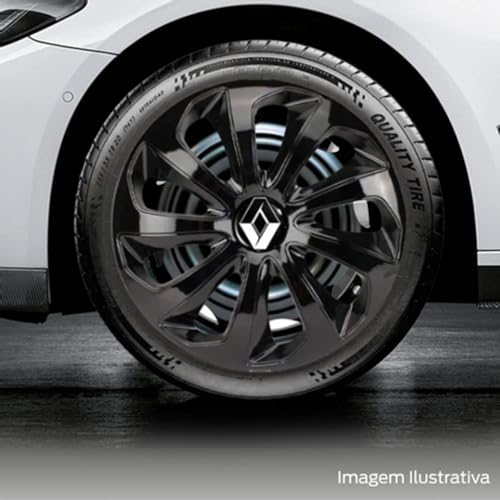 Jogo 4 Calotas Esportiva Velox Preto Brilhante Aro 15 RLT Sandero Logan Clio Megane Fluence Symbol