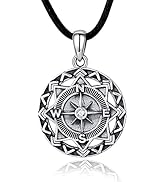 Kompass Kette für Herren 925 Sterling Silber Damen Herren Halskette Anhänger mit Leder Amulett Ke...