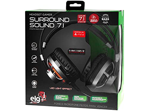 Headset Gamer 7.1 Surround Channel Com Microfone - Led Laranja - Cabo 2,2 Metros - Hgss71 - Elg Extr
