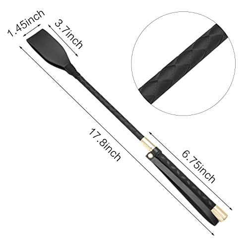 Jepeux 18 Inch Riding Crop, Quality Leather Riding Crop, Black Riding Crop, Double Clapping Whip #TOP1