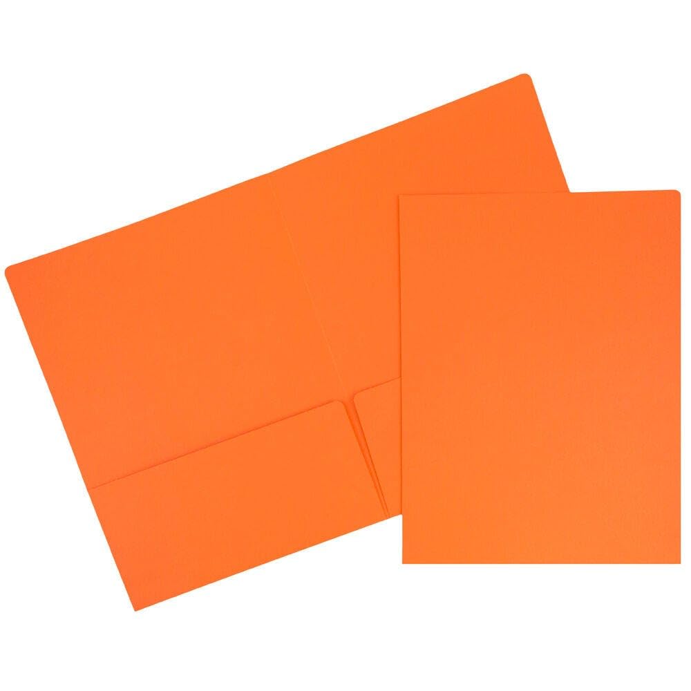 LUXPaper 9" x 12" Presentation Folders | Two Pocket | Mandarin Orange | 100lb. Cover | 10 Qty