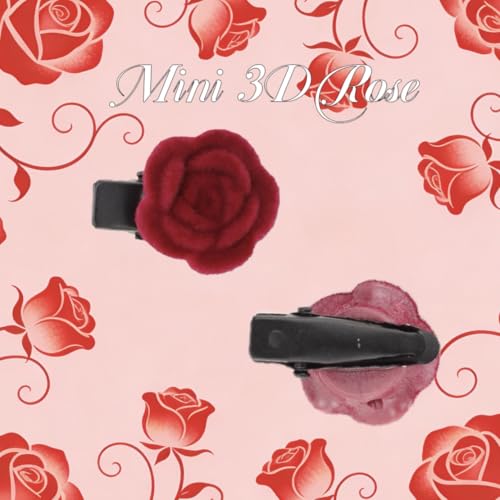 10 Piezas Pequeñas Pinzas de Terciopelo Rojo para el Cabello, clips de aligátor decorativos con forma de rosa y corazón, accesorios retro para el cabello para mujeres miniatura 2