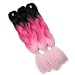 Synthetic Yaki Straight Ombre Jumbo Braiding Hair Extensions High Temperature Fiber Crochet Braids Hairstyles (Black Dark Light Pink)