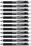 Amazon Basics Retractable Gel Pens with Comfortable Grip, Fine Point (0.7mm), Black, 12 Count (Pack of 1)