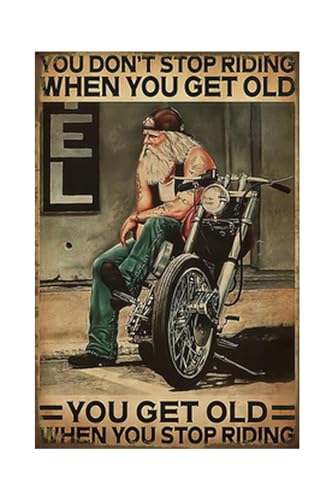 Scvgfdxzs Tin-14 Retro Metal Tin Sign Poster Vintage Wall Decor, When You Get Old When You Stop Riding Sign, For Pub Restaurants Cafe Club Bar Home Room Plaque Man Cave Wall 12X16 Inch