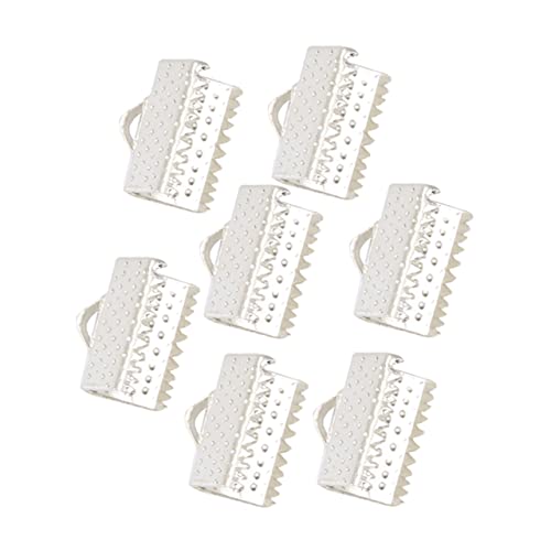 Veemoon DIY Jewelry Supplies 100pcs Metal Fastener Clasps Plated Ribbon Ends Textured Crimp End Clamps Buckles Zipper Clips