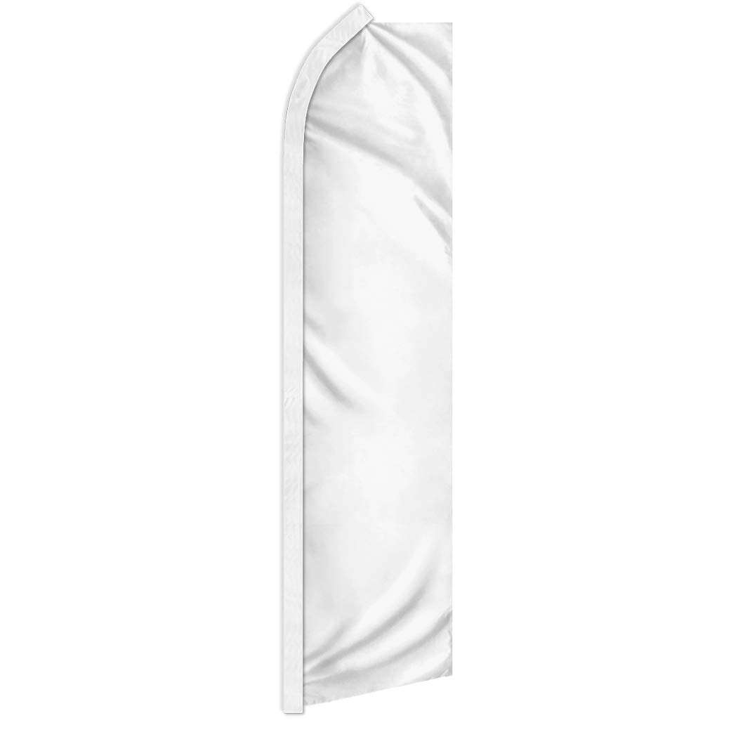 White Solid Color Swooper Feather Flag - Great for Schools, Businesses, and Events