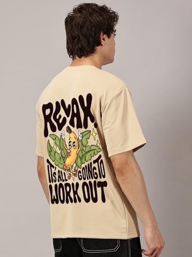 Image of RodZen Men's Cotton Round Neck Printed Oversized Loose Fit T-Shirt