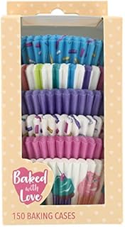 Baked with Love Pastel Cupcake Cases, 50mm Baking Cups, Multicoloured Greaseproof Paper Cases for Muffins and Cupcakes, Pack of 150, 0686971