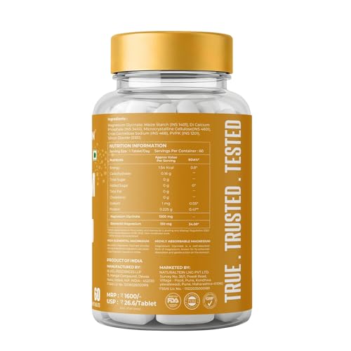 Image of Naturaltein Magnesium Glycinate 1200mg (150mg Elemental) | Chelated High Absorption Magnesium Supports Sleep Quality & Muscle Relaxation | Glyphosate Tested | 120 Tablets