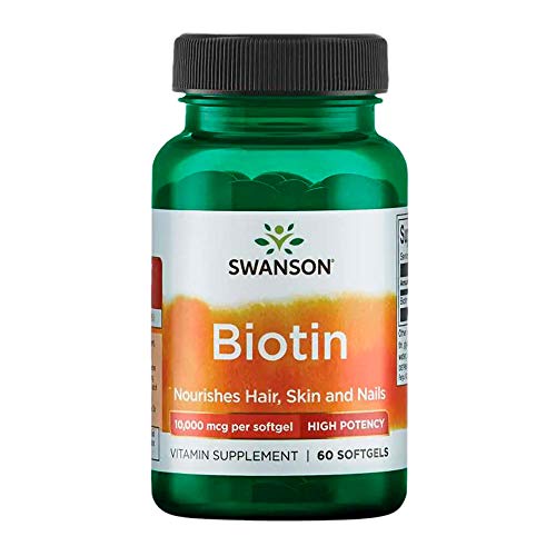 Biotina 10000mcg e Cabelo Pele Unhas Swanson 60Softgls