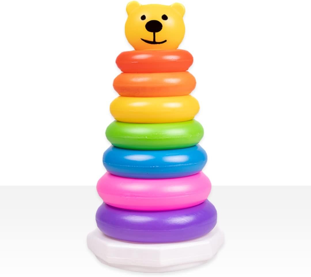 Stack Colouring Teddy Rings - 7 Rings (Multi)