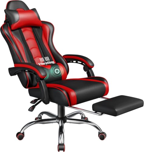 Le migliori sedie da gaming rosse Yaheetech Sedia Gaming Ergonomica Massaggiante Schienale Reclinabile Rosso