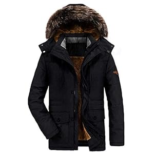 moxishop Winterjas voor heren, warme parka, jas met bont, winterjas met capuchon, overgangsjas, gevoerde winterparka