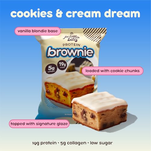 Image of Prime Bites High Protein Brownie Snack, Low Carb, Cookies & Cream 12ct