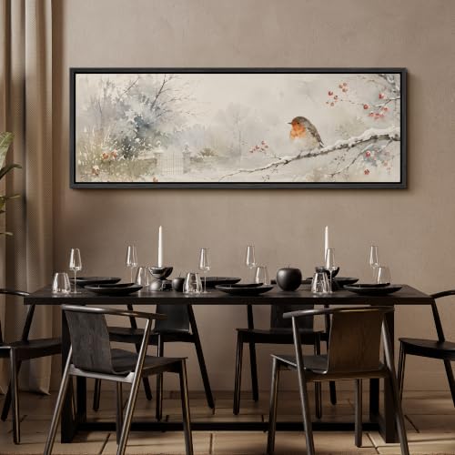 Image of MUDECOR Large Framed Canvas Print Wall Art Robin Bird for Living Room