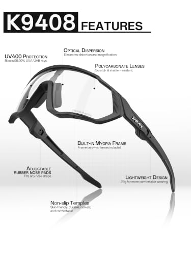 Image of KAPVOE Photochromic Cycling Glasses Men Women Mountain Bike Sunglasses Clear MTB Bicycle Riding - Pack of 1