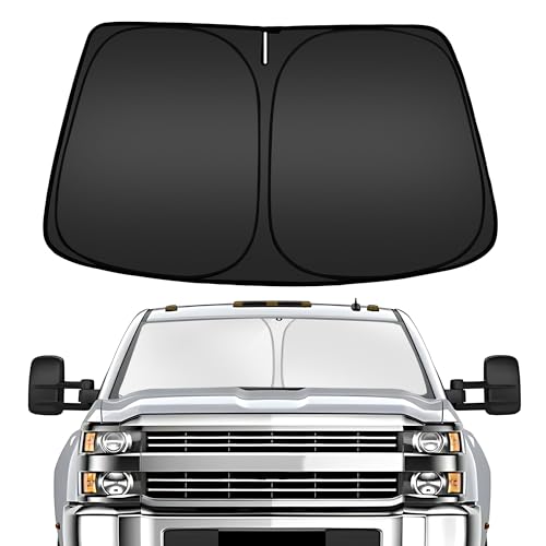 Image of ARISMOTOR Windshield Sun Shade for Chevy Silverado 2500 /3500 HD 2020-2026 | Custom Fit, Foldable Front Window, Block UV Rays, Keep Car Cooler