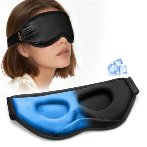 BeeVines 3D Contoured Cooling Eye Mask for Puffy Eyes Migraines Headache Fast Relief, After Surgery Care, Ice Pack for Cold Compress, 6 OZ Gel Weighted Sleep Mask for Sleeping, 100% Blackout
