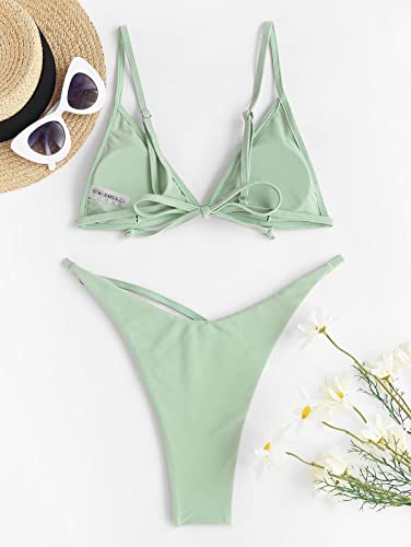 Zaful O Ring Strappy Triangle Bikini Swimwear Cutout Cheeky Thong Swimsuit #TOP4