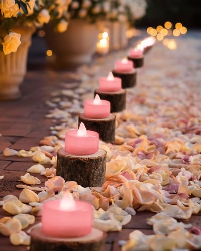 Image of BEICHI Flameless Candles, 24-Pack LED Tea Lights Candles Battery Operated, Electric Fake Tealight Candle, Votive Candle Bulk for Wedding, Party, Home Decor (Pink Candles)