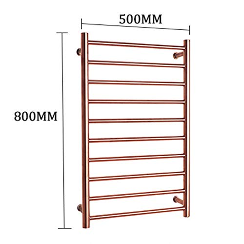 Toallero eléctrico Inteligente con calefacción, radiador de baño de 10 Barras, Calentador de Toallas de Pared de Acero Inoxidable 304, Color Oro Rosa, con Enchufe.(Rose Gold-Plug in)