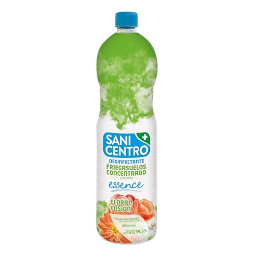 Sanicentro Essence Friegasuelos Floral Fusion | pH Neutro para Gres, Parquet y Mármol | Desinfectante y abrillantador | Aroma Water Lily duradero | Botella 1,5L
