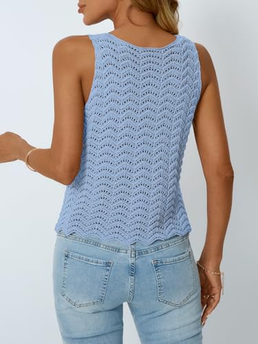 Image of LILLUSORY Crochet Tops for Women Summer Vacation Outfits Beach Coverup Going Out Tie Front Spring Sweater Vest 2026 Fashion