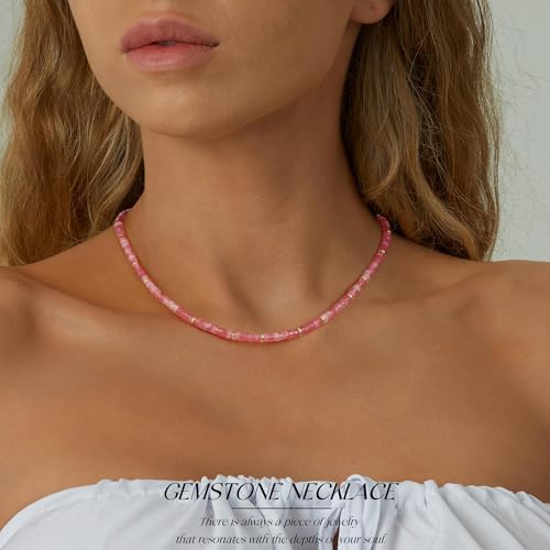 Choker Necklace for Women, Beaded Necklaces for Women Stocking Stuffers for Teens Teen Girl Gifts Gifts for Her Adjustable 14k Gold Gemstone Summer Anniversary Birthday Christmas Jewelry