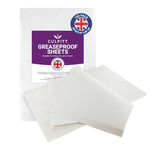 Culpitt Lot de 100 feuilles de papier sulfurisé prédécoupées pour présenter, congeler ou servir des cookies, gâteaux, pâtisseries, sandwichs - 25 cm x 36 cm - Blanc