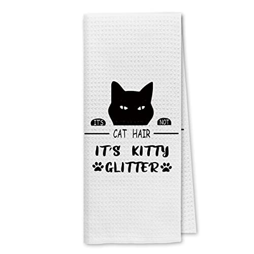 Dibor It’s Not Cat Hair It’s Kitty Glitter Kitchen Towels Dish Towels Dishcloth,Funny Peeking Cat Decorative Absorbent Drying Cloth Hand Towels Tea Towels For Bathroom Kitchen,Cat Lovers Gifts #TOP11