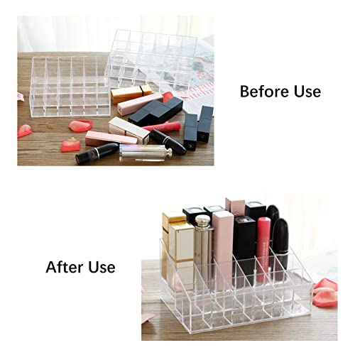 TACYKIBD 24 Slots Lipstick Organiser, Acrylic Clear Makeup Storage Box Cosmetic Display Stand Rack, Lipstick Holder for Brush Nail polish Nail Varnish Perfume (24 Slots) - Image 5