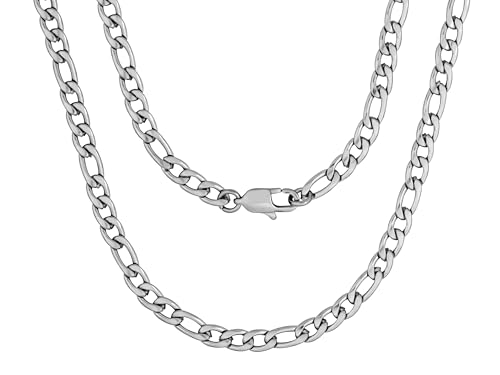 HAQUIL Stainless Steel Figaro Link Chain Necklace, Jewelry Gift for Men and Women 22inch 5mm