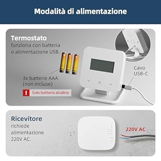 Termostato WiFi intelligente, adatto per caldaie a gas, Cronotermostato Programmabile giornaliera,a batteria digitale intelligente, compatibile con Alexa e Google Assistant - controllo Tuya