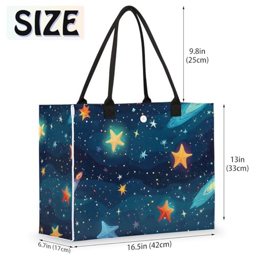 Colorful Stars Space Tote Bag for Women Large Beach Bag Reusable Tote Bags for Work Travel Beach Shopping2