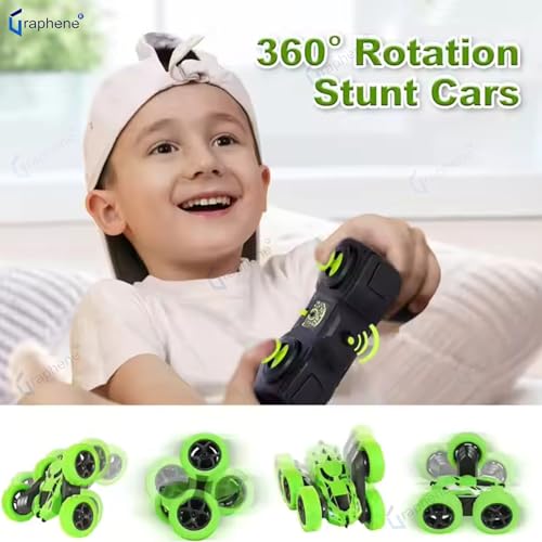 Image of GRAPHENE Remote Control Car 2.4GHZ Rechargeable Mini RC Crawler Stunt Car Toys for Boys Double Sided 360Rotation Kids Gifts Year Old Boys Girls Gadgets for Boy,multicolor