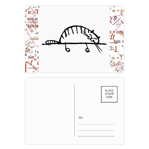 Cartes postales chat couché multicolores à envoyer à vos proches pour un merci