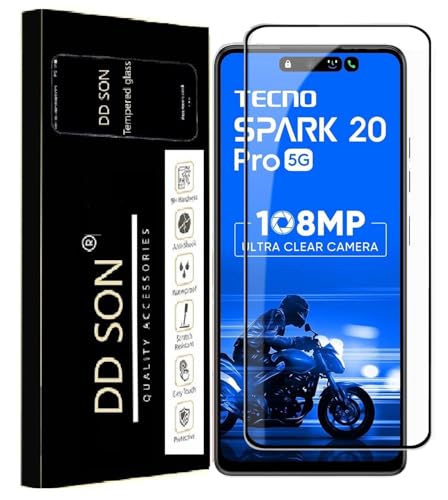 Image of DD SON Premium Hd+ Tempered Glass Screen Protector Guard Compatible For Tecno Spark 20 Pro 5G Cellphone (6.78 Inch,Pack Of 1)|Edge To Edge Coverage With Easy To Installation Kit