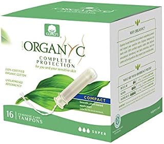 Organyc 100% Certified Organic Cotton Tampons, with Compact Plant-Based Applicator, Super, 16Count